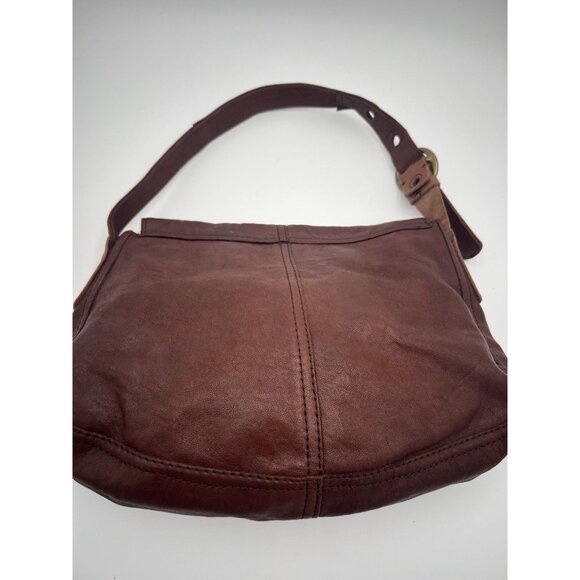 LUCKY BRAND Stash Shoulder Bag Italian Lamb Leather Whiskey Brown Fold Over Boho - Picture 9 of 14